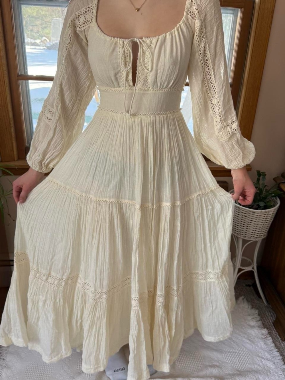 Vintage cream 70s gunne sax maxi dress bridal boho - Picture 4 of 9